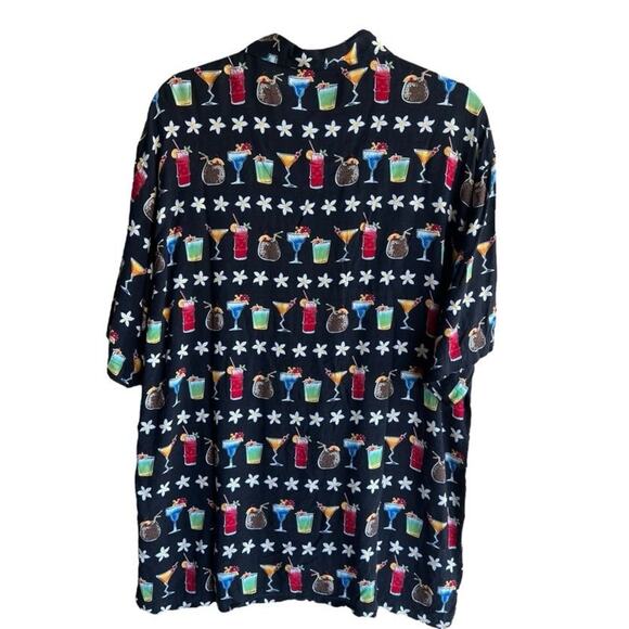 Utility Vintage Men's Button Up Shirt Cocktail Hawaiian Camp Black Size Large - Picture 2 of 7